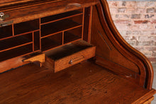 Load image into Gallery viewer, English solid oak rolltop desk, circa 1910s
