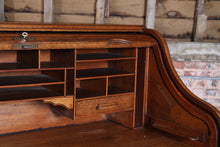Load image into Gallery viewer, English solid oak rolltop desk, circa 1910s
