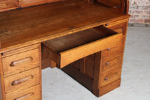 Load image into Gallery viewer, English solid oak rolltop desk, circa 1910s
