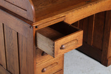 Load image into Gallery viewer, English solid oak rolltop desk, circa 1910s
