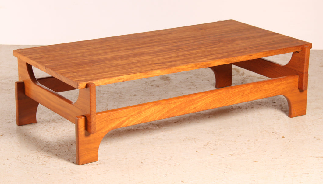 Mid Century Brutalist Style Solid Teak Coffee Table