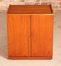 Load image into Gallery viewer, Mid Century Teak Vinyl Record / Media Cabinet on Casters by Dynatron circa 1960s
