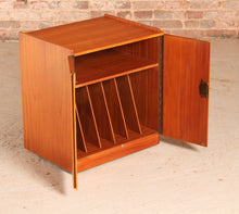Load image into Gallery viewer, Mid Century Teak Vinyl Record / Media Cabinet on Casters by Dynatron circa 1960s

