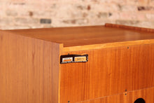 Load image into Gallery viewer, Mid Century Teak Vinyl Record / Media Cabinet on Casters by Dynatron circa 1960s
