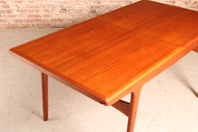 Load image into Gallery viewer, Danish Mid Century extending teak dining table by Arne Hovmand Olsen for Mogens Kold, circa 1960s
