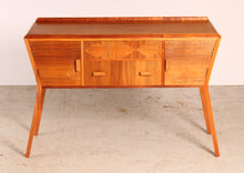Load image into Gallery viewer, Midcentury Art Deco Style Walnut Sideboard / Console Table by Heirloom Furniture, circa 1950s.
