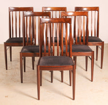 Load image into Gallery viewer, Set of 6 Danish Mid Century mahogany dining chairs by H.W. Klein for Bramin, circa 1960s.
