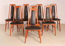 Load image into Gallery viewer, A set of 8 Danish teak ‘Eva’ dining chairs by Niels Koefoed, c. 1970s.
