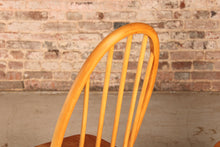 Load image into Gallery viewer, Set of 4 Mid Century blue label Ercol Quaker elm dining chairs, circa 1960s.
