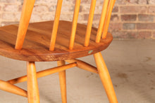 Load image into Gallery viewer, Set of 4 Mid Century blue label Ercol Quaker elm dining chairs, circa 1960s.
