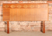 Load image into Gallery viewer, Art deco style walnut headboard for a double bed by Heirloom Furniture, circa 1950s
