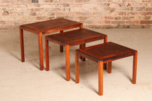 Load image into Gallery viewer, A midcentury Danish rosewood nest of three tables by Vejle Stole, c. 1970s

