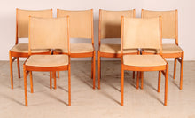 Load image into Gallery viewer, Set of six Danish style mid century teak chairs, c. 1970s
