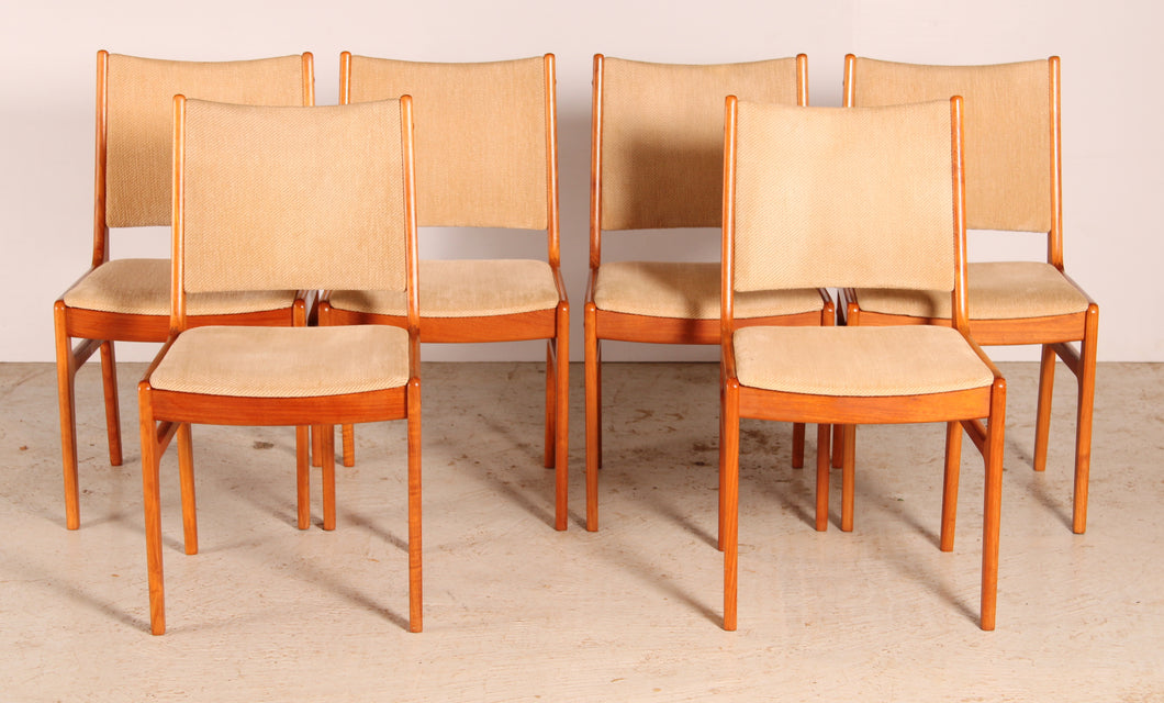 Set of six Danish style mid century teak chairs, c. 1970s