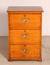 Load image into Gallery viewer, Campaign Style Oak Chest of Drawers with Brass Handles, circa 1930s.
