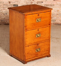 Load image into Gallery viewer, Campaign Style Oak Chest of Drawers with Brass Handles, circa 1930s.
