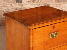 Load image into Gallery viewer, Campaign Style Oak Chest of Drawers with Brass Handles, circa 1930s.
