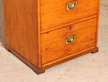Load image into Gallery viewer, Campaign Style Oak Chest of Drawers with Brass Handles, circa 1930s.
