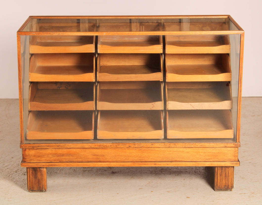 A Vintage Oak Shop Counter / Haberdashery Cabinet