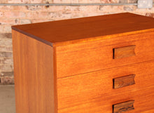 Load image into Gallery viewer, Mid Century teak chest of drawers with carved rosewood handles, circa 1960
