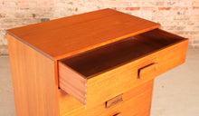 Load image into Gallery viewer, Mid Century teak chest of drawers with carved rosewood handles, circa 1960
