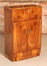 Load image into Gallery viewer, Art Deco walnut cocktail cabinet, circa 1930s.
