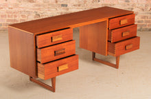 Load image into Gallery viewer, Mid Century teak dressing table / &nbsp;desk with carved rosewood handles, circa 1960
