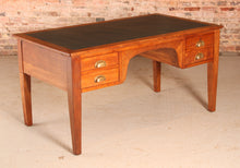 Load image into Gallery viewer, Vintage Military / Civil service oak kneehole desk with a new leather top
