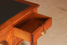 Load image into Gallery viewer, Vintage Military / Civil service oak kneehole desk with a new leather top
