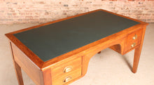 Load image into Gallery viewer, Vintage Military / Civil service oak kneehole desk with a new leather top
