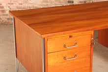 Load image into Gallery viewer, Danish Mid Century teak desk with chrome legs designed by Heinrich Roepstorff, circa 1960s
