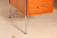 Load image into Gallery viewer, Danish Mid Century teak desk with chrome legs designed by Heinrich Roepstorff, circa 1960s
