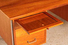 Load image into Gallery viewer, Danish Mid Century teak desk with chrome legs designed by Heinrich Roepstorff, circa 1960s
