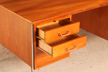 Load image into Gallery viewer, Danish Mid Century teak desk with chrome legs designed by Heinrich Roepstorff, circa 1960s
