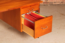 Load image into Gallery viewer, Danish Mid Century teak desk with chrome legs designed by Heinrich Roepstorff, circa 1960s
