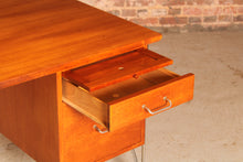 Load image into Gallery viewer, Danish Mid Century teak desk with chrome legs designed by Heinrich Roepstorff, circa 1960s
