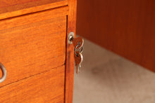 Load image into Gallery viewer, Danish Mid Century teak desk with chrome legs designed by Heinrich Roepstorff, circa 1960s

