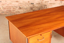 Load image into Gallery viewer, Danish Mid Century teak desk with chrome legs designed by Heinrich Roepstorff, circa 1960s
