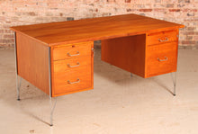 Load image into Gallery viewer, Danish Mid Century teak desk with chrome legs designed by Heinrich Roepstorff, circa 1960s
