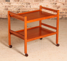Load image into Gallery viewer, Danish Mid Century 2-tier teak trolley on casters, circa 1970s
