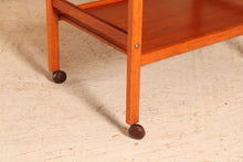 Load image into Gallery viewer, Danish Mid Century 2-tier teak trolley on casters, circa 1970s
