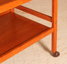 Load image into Gallery viewer, Danish Mid Century 2-tier teak trolley on casters, circa 1970s
