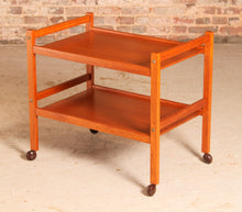Load image into Gallery viewer, Danish Mid Century 2-tier teak trolley on casters, circa 1970s
