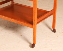 Load image into Gallery viewer, Danish Mid Century 2-tier teak trolley on casters, circa 1970s
