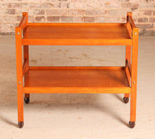 Load image into Gallery viewer, Danish Mid Century 2-tier teak trolley on casters, circa 1970s
