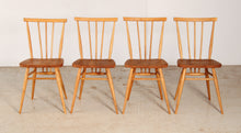 Load image into Gallery viewer, A set of 4 Ercol model 391 elm and beech chairs circa 1960s
