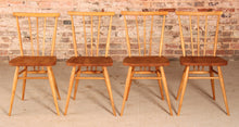 Load image into Gallery viewer, A set of 4 Ercol model 391 elm and beech chairs circa 1960s
