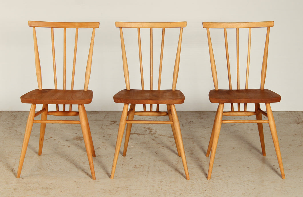A set of 3 Ercol model 391 elm and beech chairs circa 1960s