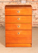 Load image into Gallery viewer, Mid Century teak chest of 4 drawers with teak and brass handles by McIntosh, circa 1970s.
