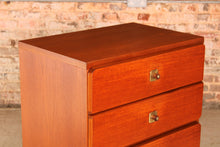Load image into Gallery viewer, Mid Century teak chest of 4 drawers with teak and brass handles by McIntosh, circa 1970s.
